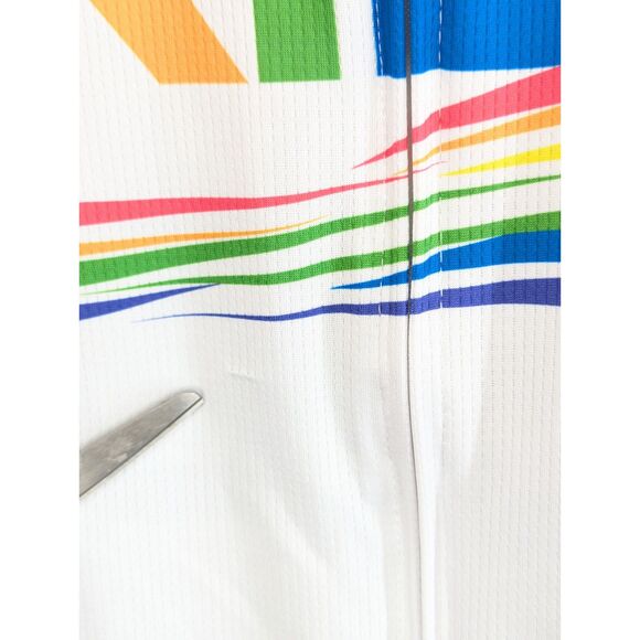 Pride Women's Bicycle Jersey Sz L Mesh White Rainbow Full Zip Moisture Wicking - Picture 8 of 9